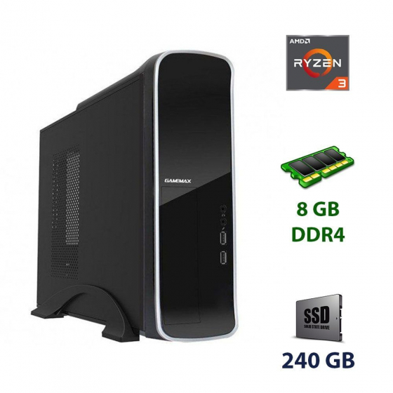 Б/в GameMax ST-610 DT / AMD Ryzen 3 3200G (4 ядра по 3.6 - 4.0 GHz) / 8 GB DDR4 / 240 GB SSD / 300W