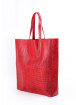 Шкіряна сумка City з фактурою під крокодилячу шкіру, червона / POOLPARTY