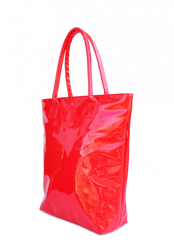 Лакова сумка з нашивкою, червона / POOLPARTY