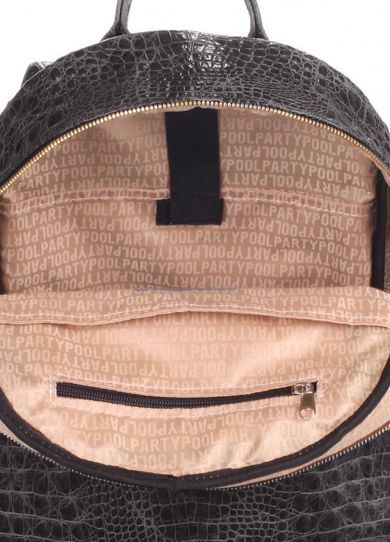 Шкіряний рюкзак з тисненням крокодила Mini, чорний / POOLPARTY