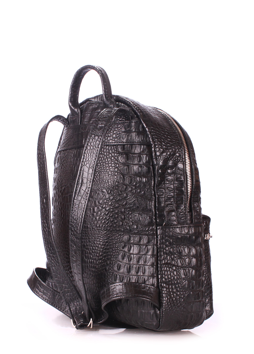 Шкіряний рюкзак з тисненням крокодила Mini, чорний / POOLPARTY