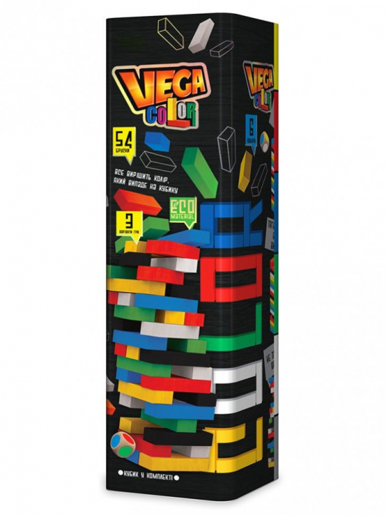 Дженга. VEGA COLOR / Вежа, Джанга, Jenga українською мовою (Danko toys)