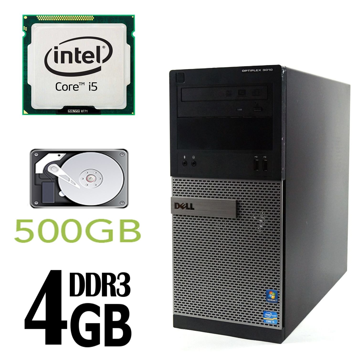 Б/в DELL 3010 Tower / Intel Core i5-3470 (4 ядра по 3.2GHz) / 4GB DDR3 / 500GB HDD