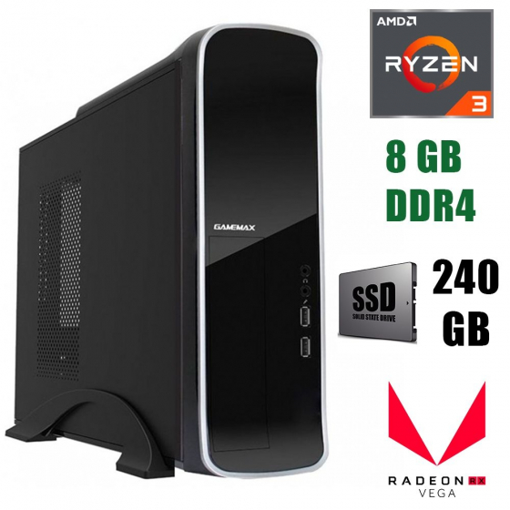 Б/в GameMax ST610G / AMD Ryzen 3 3200G (4 ядра по 3.6 - 4.0GHz) / 8 GB DDR4 / 240 GB SSD / БП 300W / AMD Radeon Vega 8