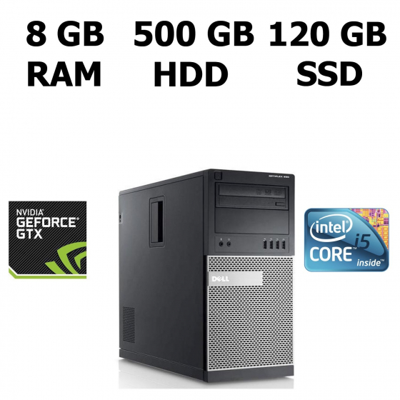 Б/в Dell Optiplex 990/7010 MT / Intel Core i5-3330 (4 ядра по 3.0 - 3.3 GHz) / 8GB DDR3 / 120GB SSD / 500 GB HDD / GeForce GTX 950 (2GB 128-bit GDDR5)