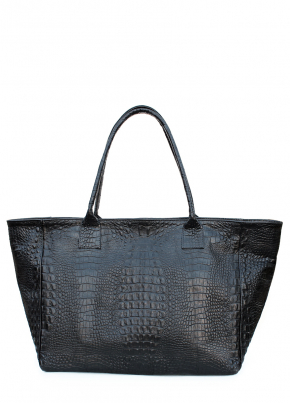 Шкіряна сумка Desire з фактурою під крокодилячу шкіру, чорна / POOLPARTY