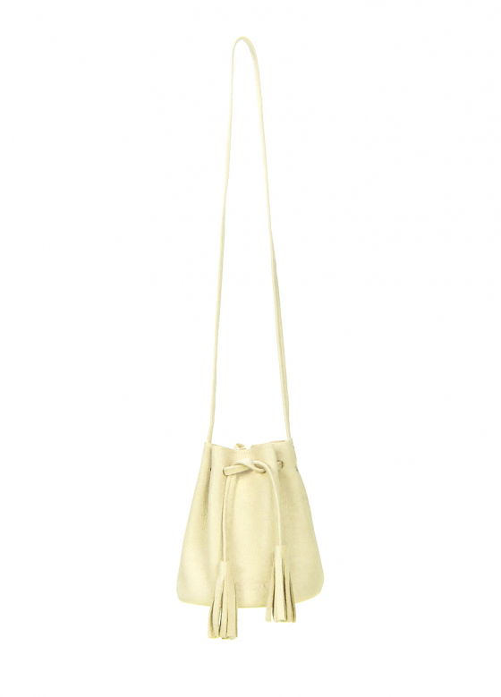 Шкіряна сумка Bucket на зав'язках, жовта / POOLPARTY