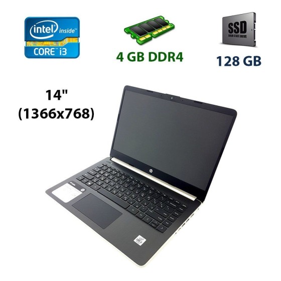 Новый Ноутбук HP 14-DQ1038WM Intel Core i3-1005G1 / 4 Гб / SSD 128 Гб