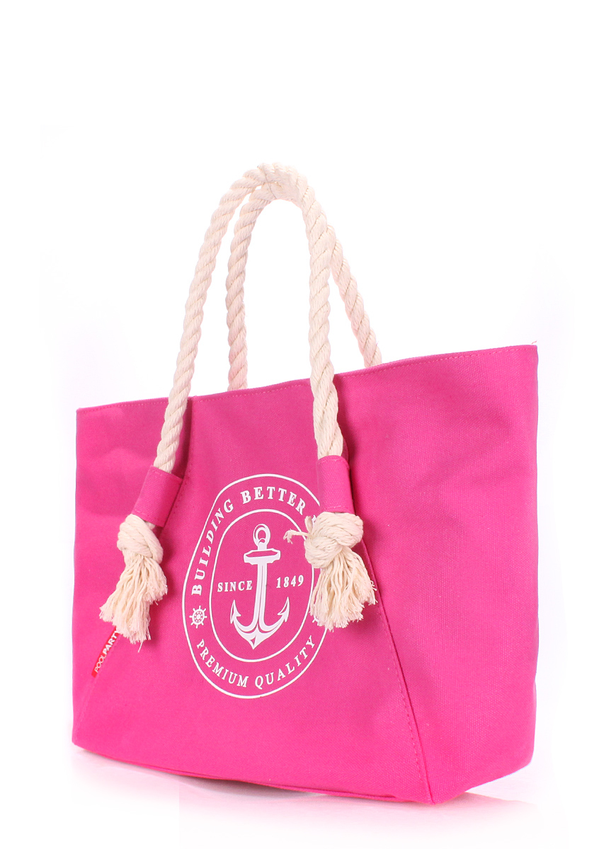 Котонова сумка з трендовим принтом, темно-рожева / POOLPARTY