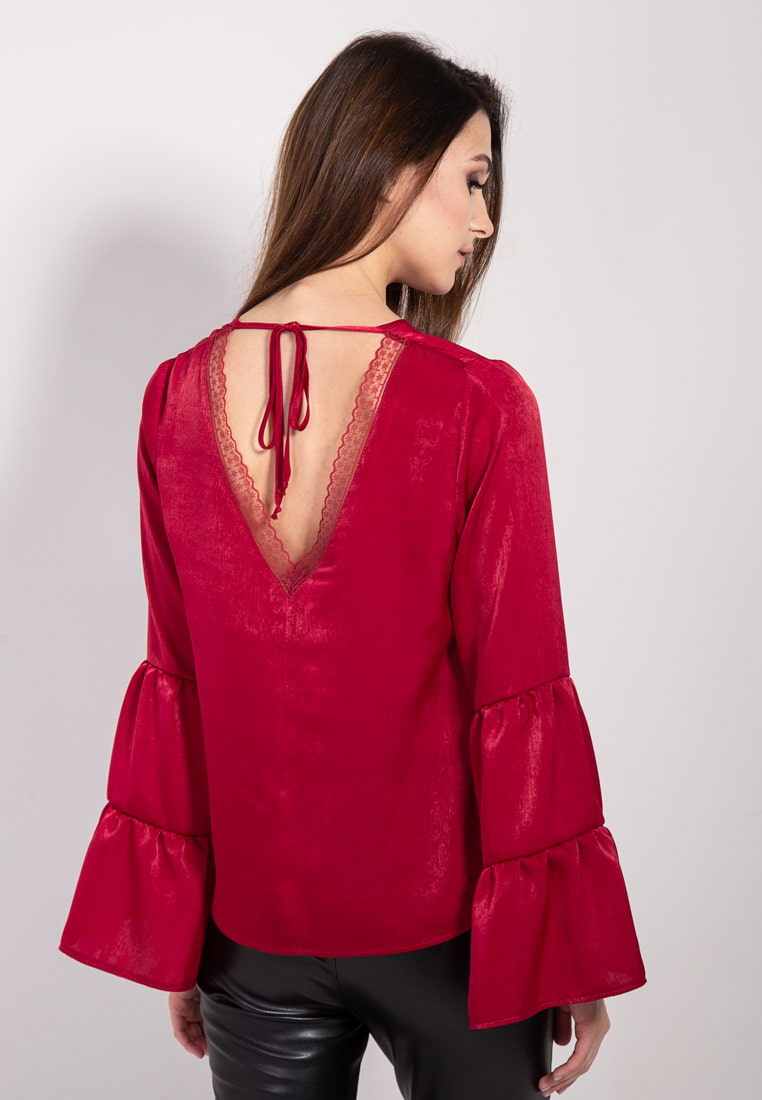 Блуза з вирізом на спині, червона / Bessa