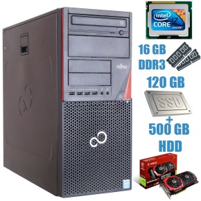 Б/в Системний блок Fujitsu P420 Tower Intel Core i7-4770 / 16 Гб / SSD 120 Гб + HDD 500 Гб