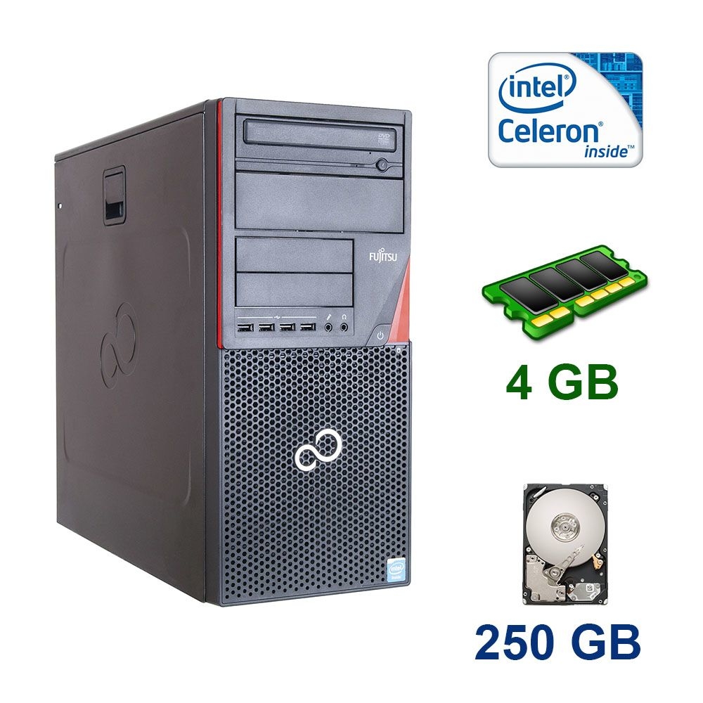 Б/в Fujitsu Esprimo P720 Tower / Intel Celeron G1820 (2 ядра по 2.7 GHz) / 4 GB DDR3 / 250 GB HDD