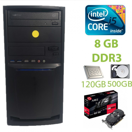 Б/в Midi Tower Black / Intel Core i5-2400 (4 ядра по 3.1 - 3.4 GHz) / 8 GB DDR3 / 120 GB SSD + 500 GB HDD / AMD Radeon RX550 2GB GDDR5 128bit / FSP 300W / DVD-ROM