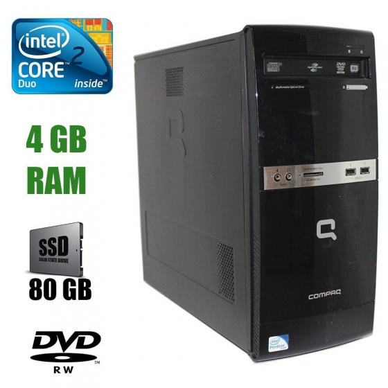 Б/в HP Compaq 500B MT / Intel Core 2 Duo E7500 (2 ядра по 2,93GHz) / 4 GB DDR3 / 80 GB SSD / DVD-RW, Card-reader / Windows 10