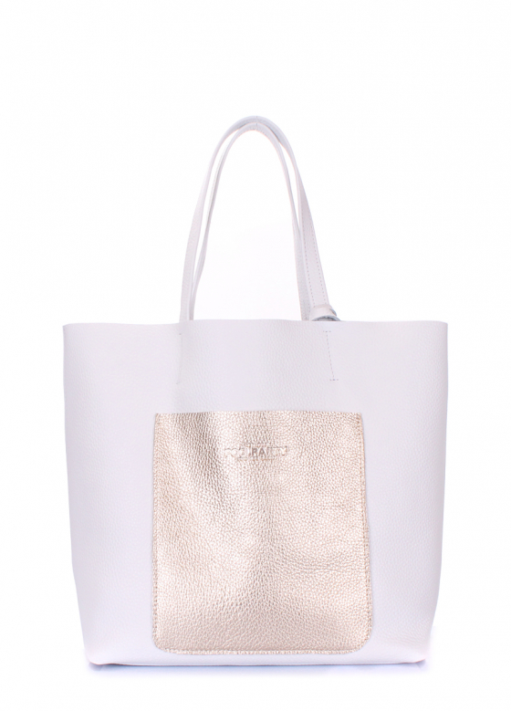 Шкіряна сумка Mania, біло-золота / POOLPARTY