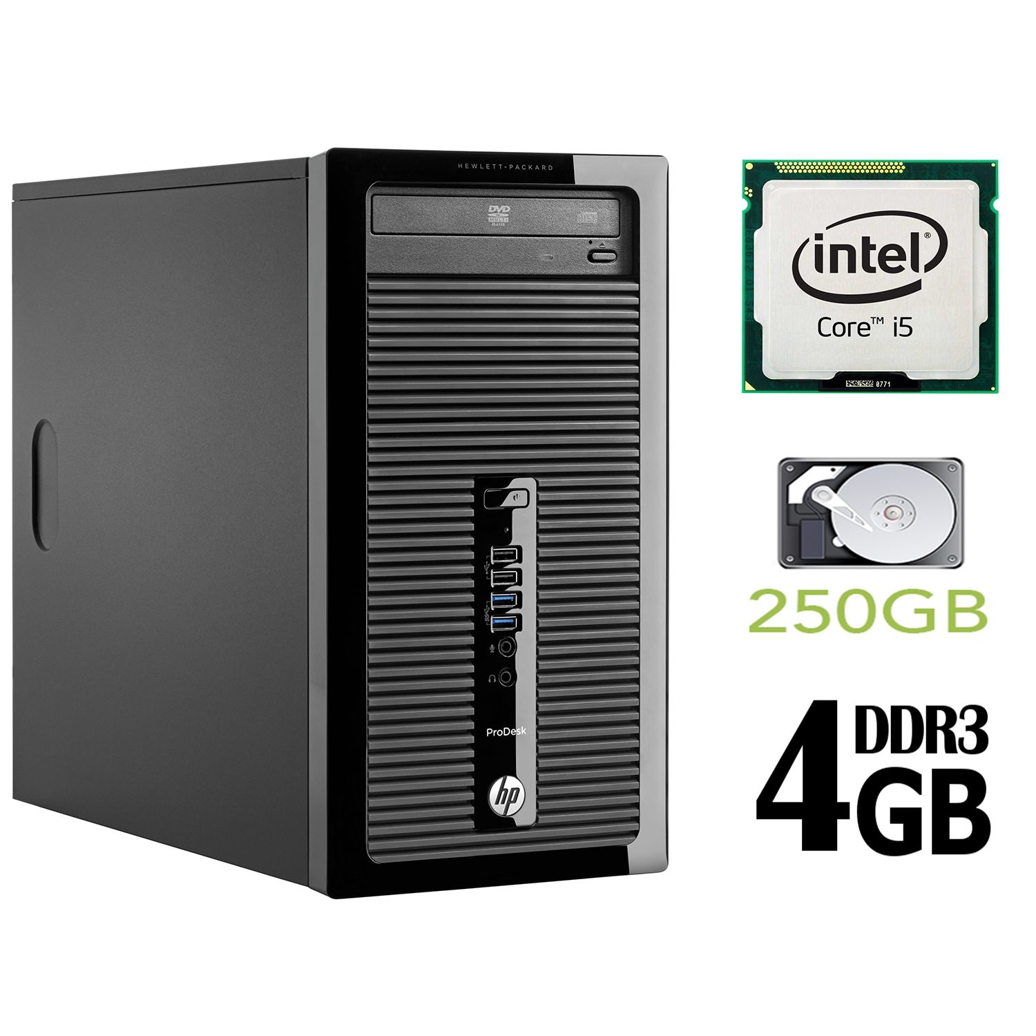 Б/в HP 400 G1 MT / Intel Core i5-4570 (4 ядра по 3.2GHz) / 4GB DDR3 / 250GB HDD