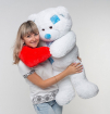 Плюшевий ведмідь з серцем Mister Medved Латки Білий 100 см