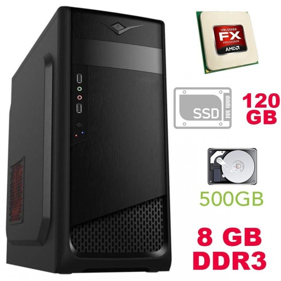 Б/в Системний блок Tower AMD FX-6100 / 8 Гб / SSD 128 Гб + HDD 500 Гб