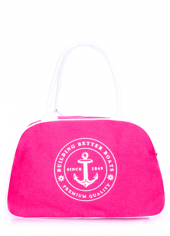 Коттонова сумка-саквояж з морським принтом, рожева / POOLPARTY
