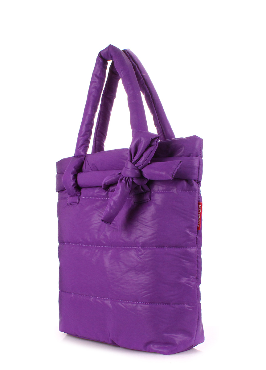 Дута довга сумка прошита горизонтально з бантом, фіолетова / POOLPARTY