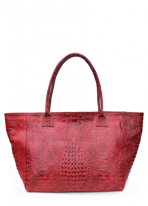 Шкіряна сумка Desire з фактурою під крокодилячу шкіру, червона / POOLPARTY