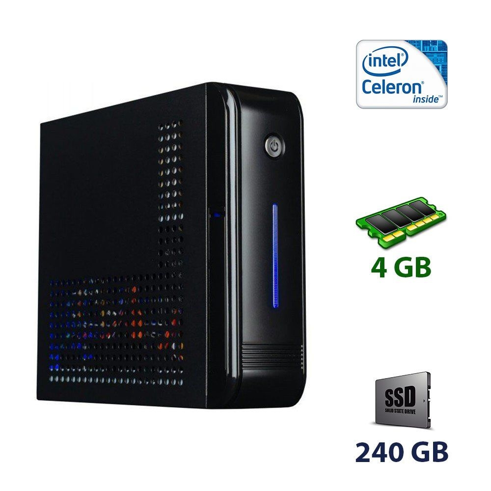 Б/в DTS E-3015 mini-ITX USFF / Intel Celeron J1900 (4 ядра по 2.0 - 2.42 GHz) / 4 GB DDR3 / 240 GB SSD / 120W