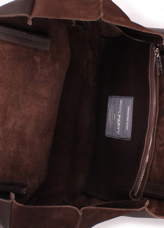 Шкіряна сумка Soho з велюровими вставками, коричнева / POOLPARTY