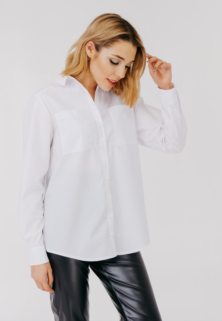 Бавовняна сорочка з кишенею, біла / Bessa