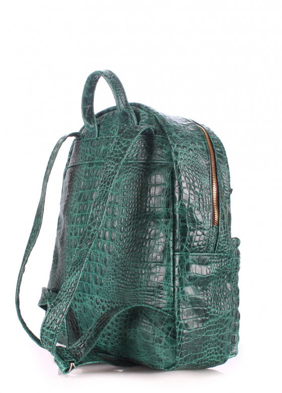 Шкіряний рюкзак з тисненням крокодила Mini, зелений / POOLPARTY