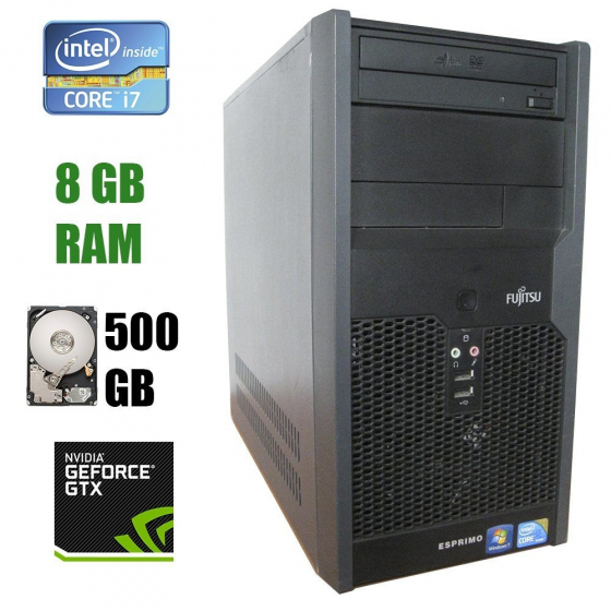 Б/в Fujitsu Esprimo Tower / Intel Core i7-860 (4(8) ядра по 2.8 - 3.4 GHz) / 8 GB DDR3 / 500 GB HDD / nVidia GeForce GTX 750 Ti, 2 GB GDDR5, 128-bit