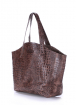 Шкіряна сумка Fiore з фактурою під крокодилячу шкіру, коричнева / POOLPARTY