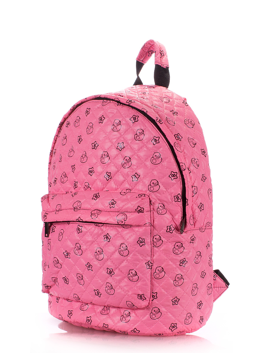 Рюкзак стьобаний з качечками, рожевий / POOLPARTY