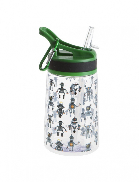 Пляшка для води Summit Kids Boys з соломинкою і карабіном Зелена 350 мл