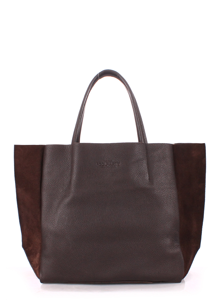 Шкіряна сумка Soho з велюровою вставкою, коричнева / POOLPARTY