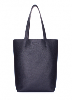 Шкіряна сумка-шоппер Iconic, темно-синя / POOLPARTY