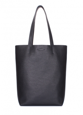 Шкіряна сумка-шоппер Iconic, чорна / POOLPARTY