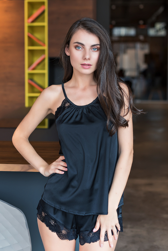 Піжама Forli Комплект шовковий Black Чорний