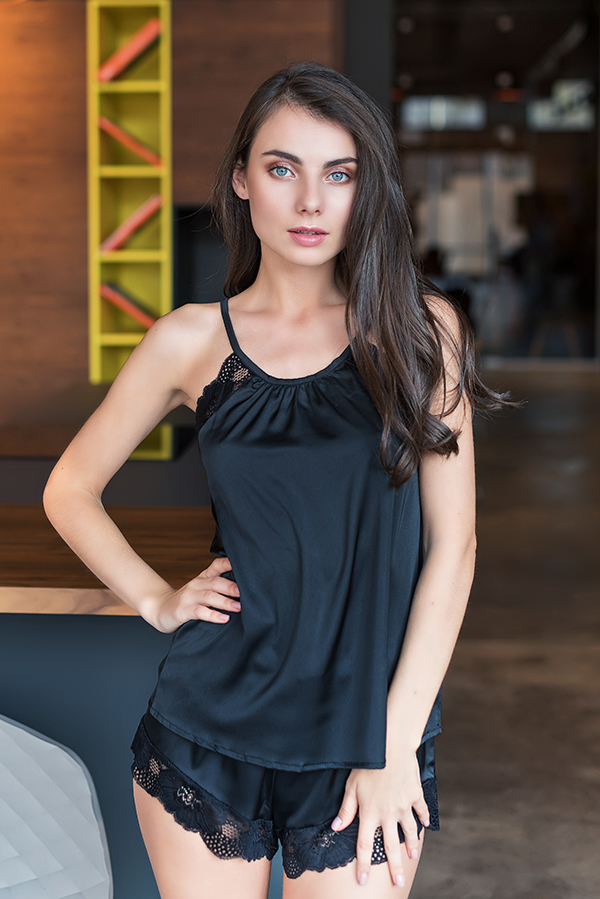 Піжама Forli Комплект шовковий Black Чорний