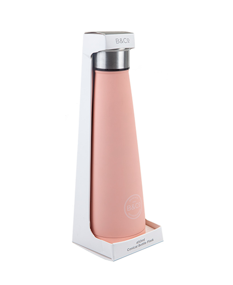 Термопляшка Summit B&Co Conical Bottle Flask Rubberized Blush Pink 450 мл