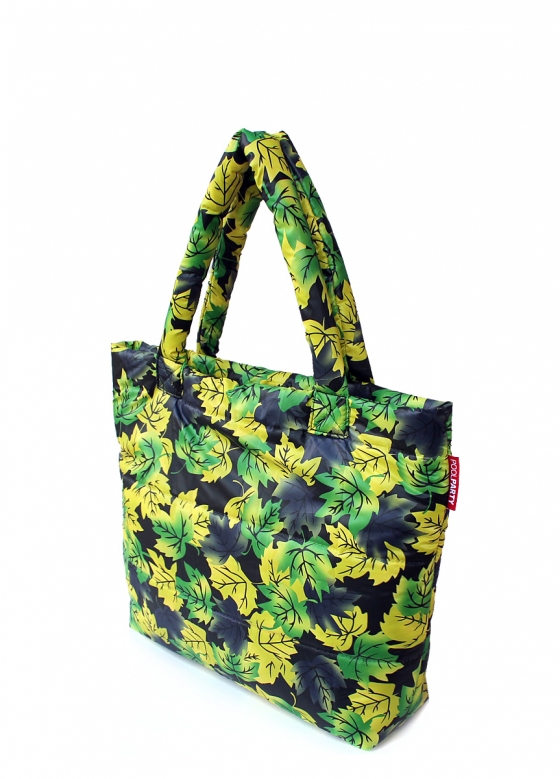 Дута сумка з принтом жовтого листя, чорна / POOLPARTY