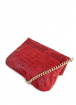 Шкіряна сумочка-клатч з фактурою під крокодилячу шкіру та ланцюжком, червона / POOLPARTY