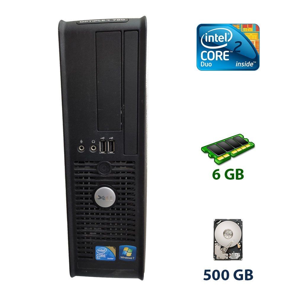 Б/в Системний блок Dell OptiPlex 780 SFF Intel Core 2 Duo E7200 / 6 Гб / HDD 500 Гб