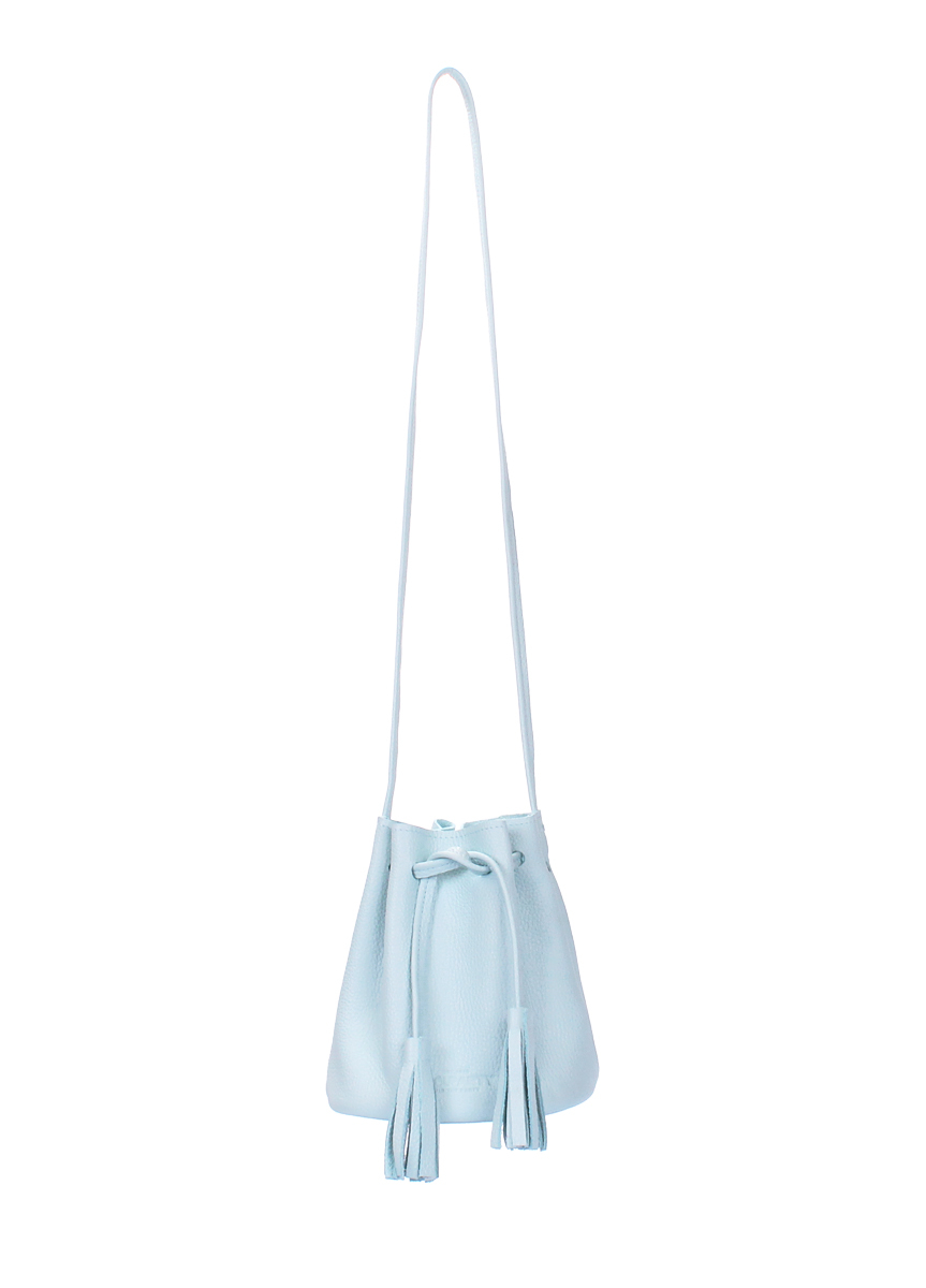 Шкіряна сумка Bucket на зав'язках, блакитна / POOLPARTY