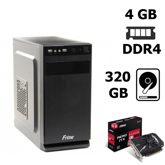 Б/в Frime FC-002B MT / Athlon™ II X4 950 (4 ядра по 3.5 - 3.8 GHz) / 4 GB DDR4 / 320 GB HDD / AMD Radeon RX 550 2Gb 128 bit GDDR5