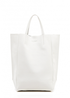 Шкіряна сумка BigSoho, біла / POOLPARTY