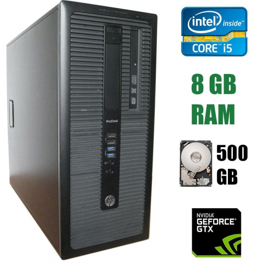 Б/в HP 800 G1 Tower / Intel Core i5-4440 (4 ядра по 3.1 - 3.3 GHz) / 8 GB DDR3 / 500 GB HDD / nVidia GeForce GTX 750 Ti, 2 GB GDDR5, 128-bit