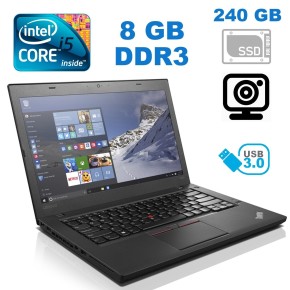 Б/в Ноутбук Lenovo Thinkpad T460 Intel Core i5-6300U / 8 Гб / SSD 240 Гб / Клас А