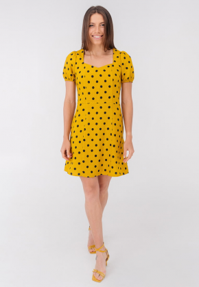 Сукня міні з вирізом "каре", жовта / Bessa